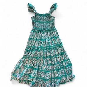 THML Teal Floral Smocked Dress